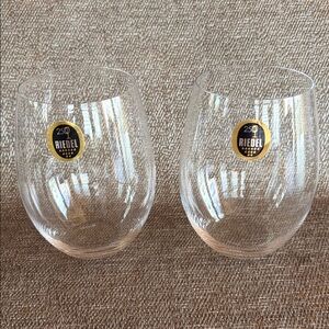 Set of 2 Brand New Riedel Stemless Red Wine Glasses Cabernet Merlot Elegant!